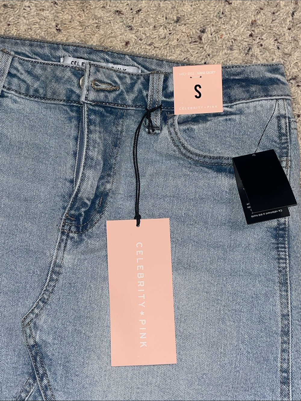 Celebrity Pink Light Wash Denim Skirt - Light Blue - Picture 5 of 6